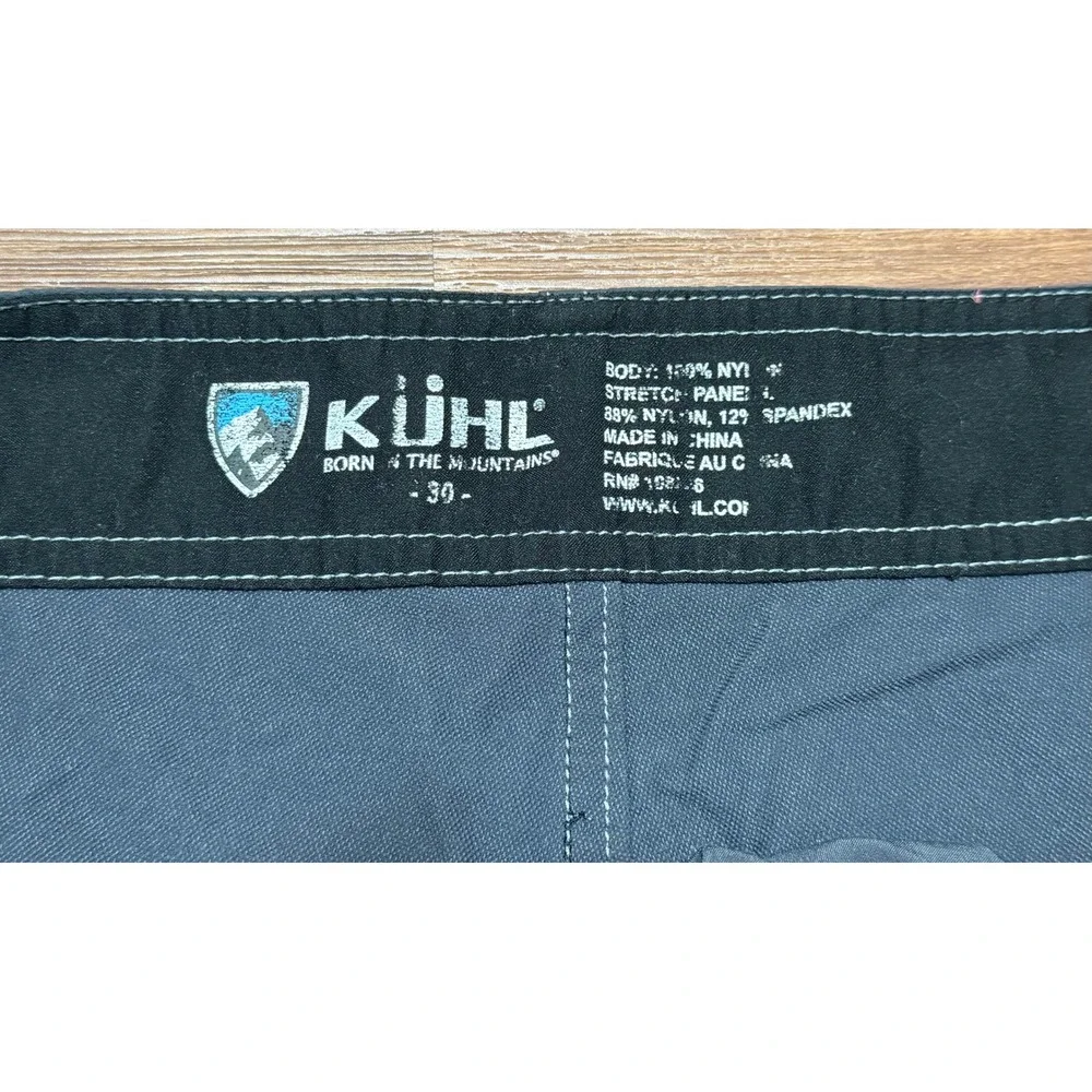Kuhl Mutiny River Board Shorts Mens Gray Blue Hybrid Swim Trunks Hiking Sz 30